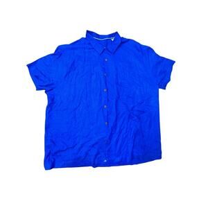 Tommy Bahama Men’s Blue 100% Silk Hawaiian Button Down Shirt Size XXL